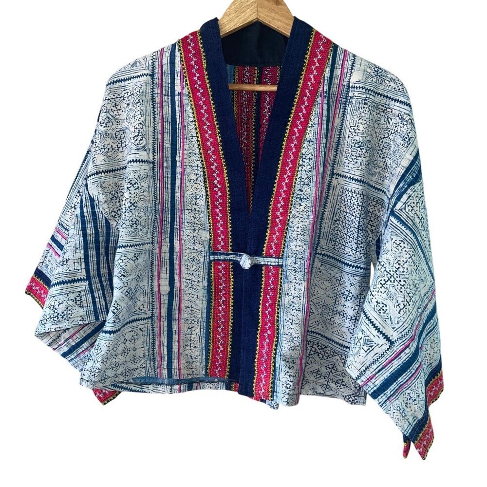 Vintage Womens  Jacket Size Medium Multicolor Bohemian Casual Pure Cotton